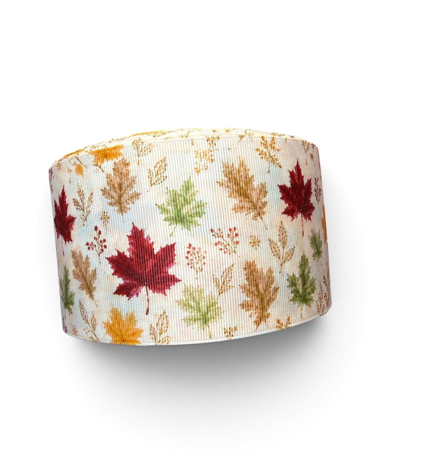 3 Yards 7.5cm /3in Fall Leaves Printed Grosgrain SKU PRNT03