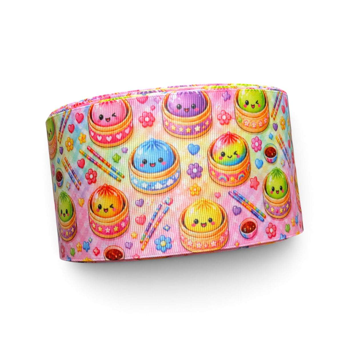 3 Yards 7.5cm m/3inch Hello Dumplings Printed Grosgrain SKU