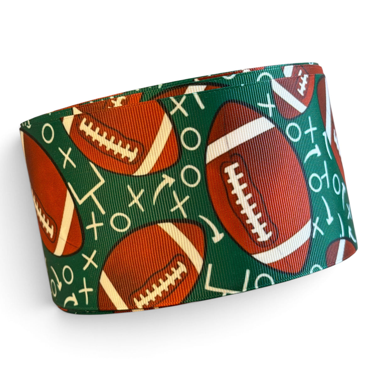 3 Yards 7.5cm /3in Football Season Printed Grosgrain