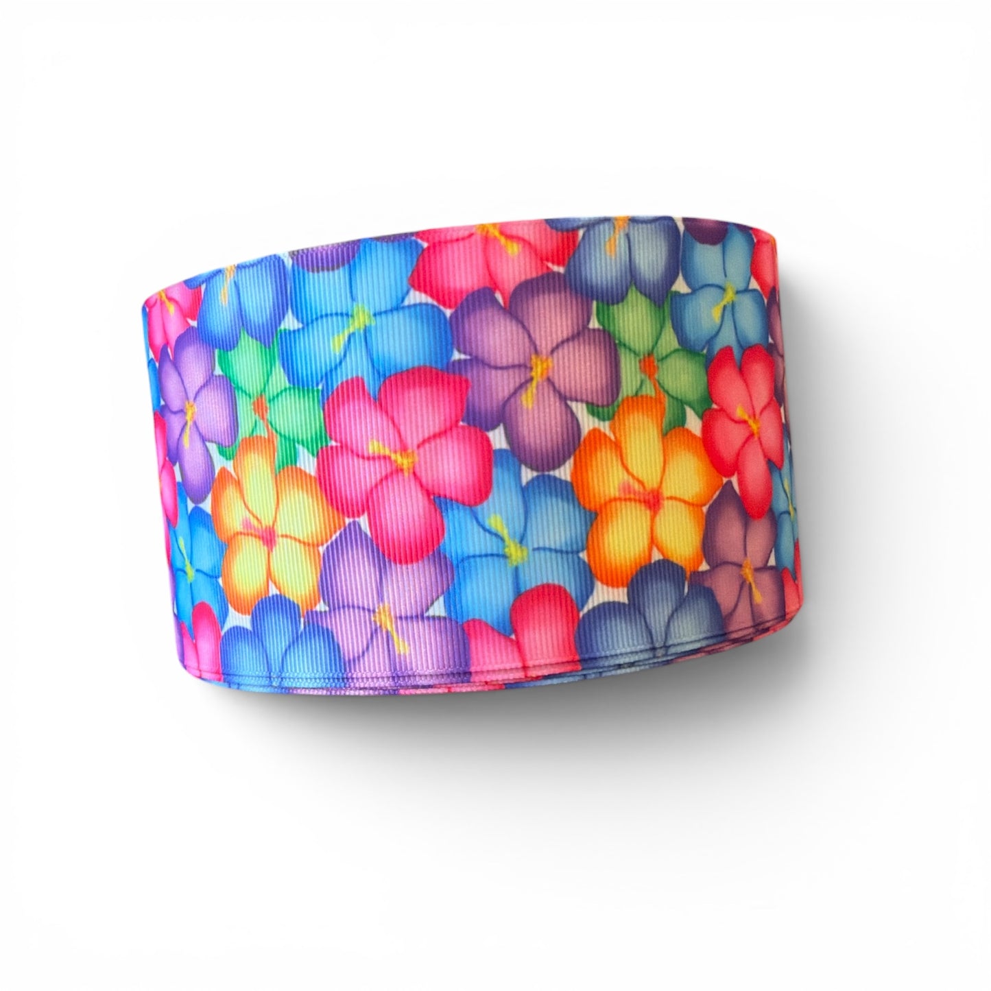 7.5cm/3inch Ribbon Neon Hibiscus