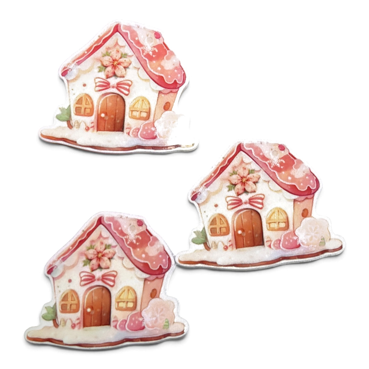 3 resins Flat Planar Pink gingerbread house mresin 5cm