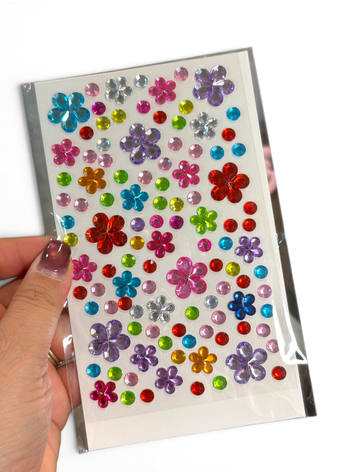 Stencil Flowers Hard Plastic Rhinestone With Self Adhesive