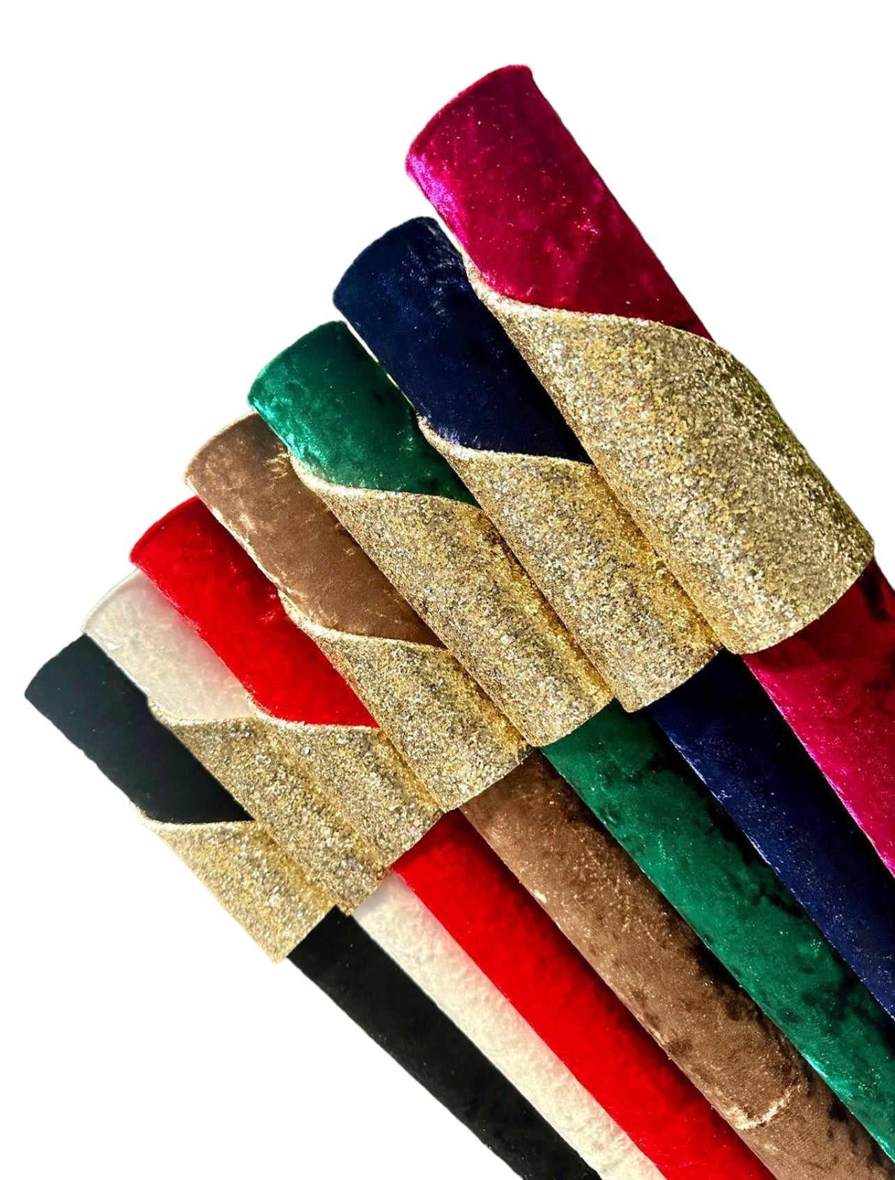 Juego de 7 rollos de terciopelo/purpurina reversibles de doble cara