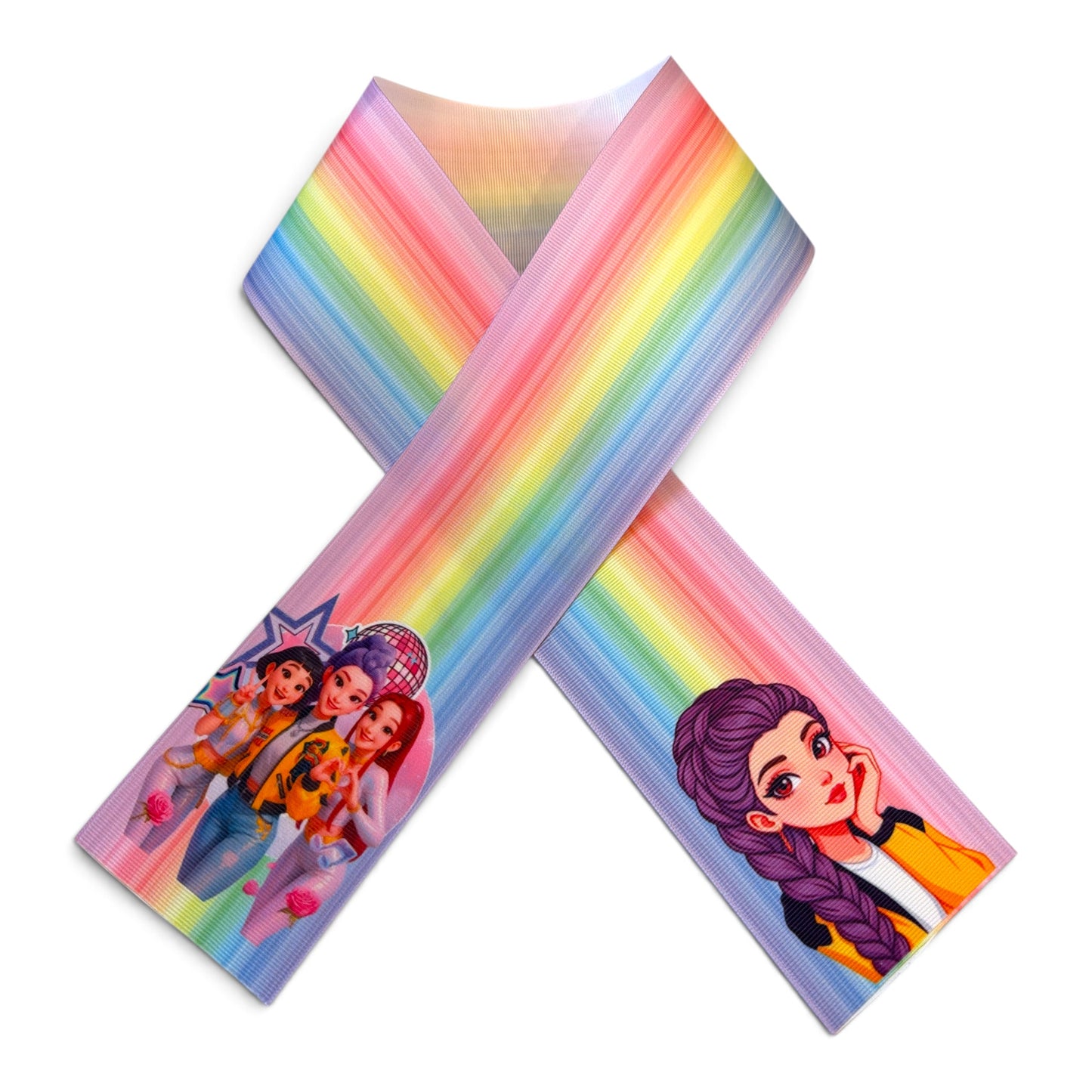 3 Strips 7.5cm /3inch wide. 31 inchs Rumi and Friends Ribbon Printed Grosgrain