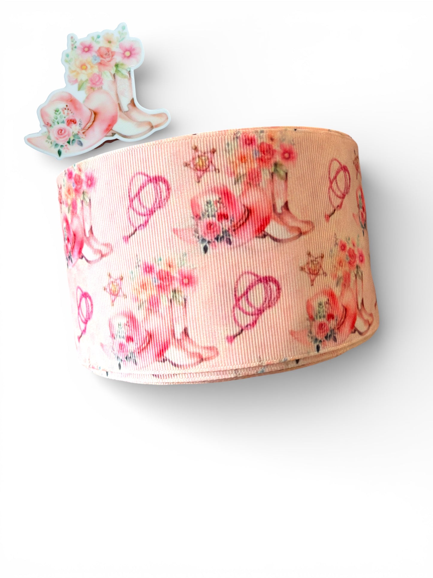 7.5cm Ribbon Soft Pink Cowgirl