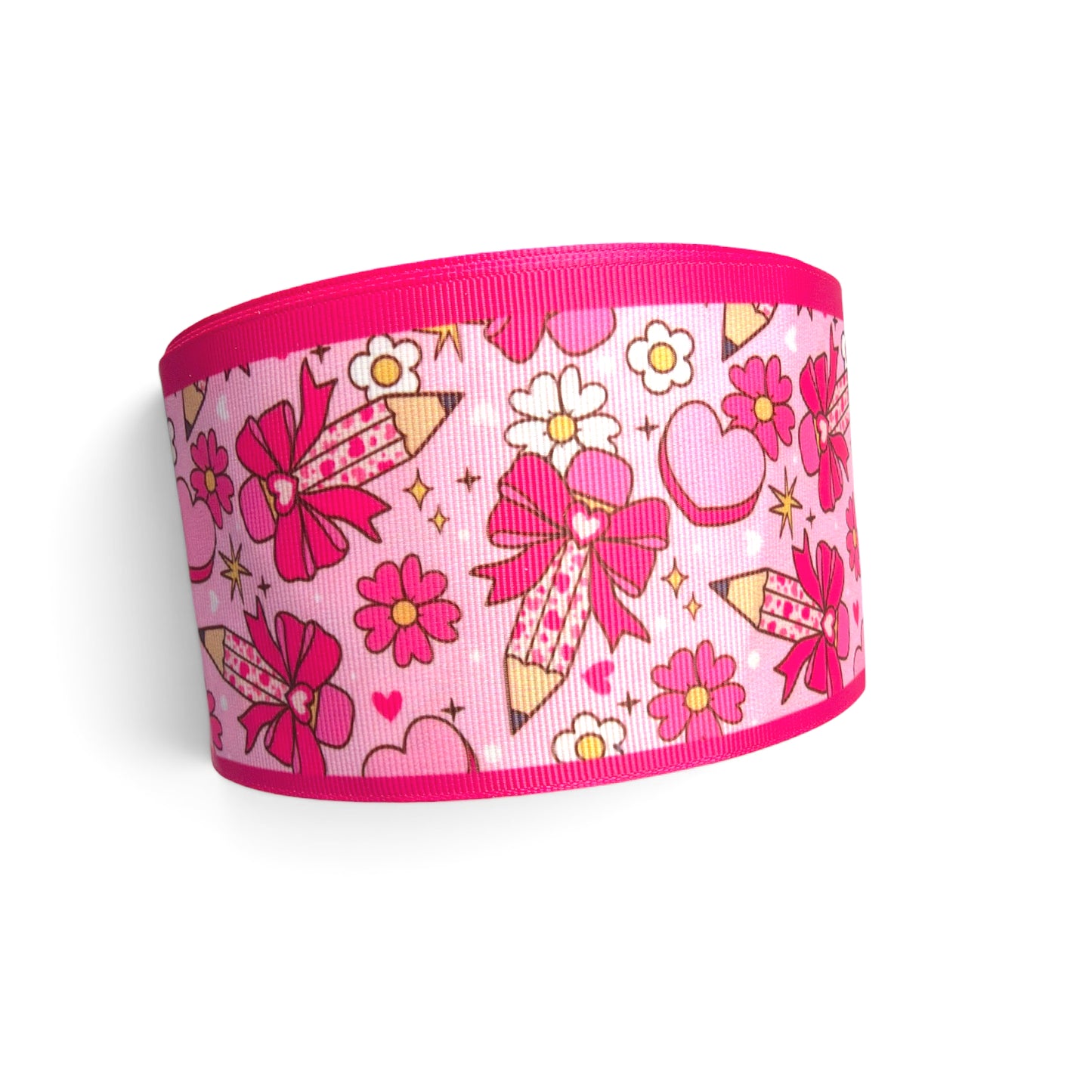 7.5cm/3inch Pink Pencils Coquette Ribbon
