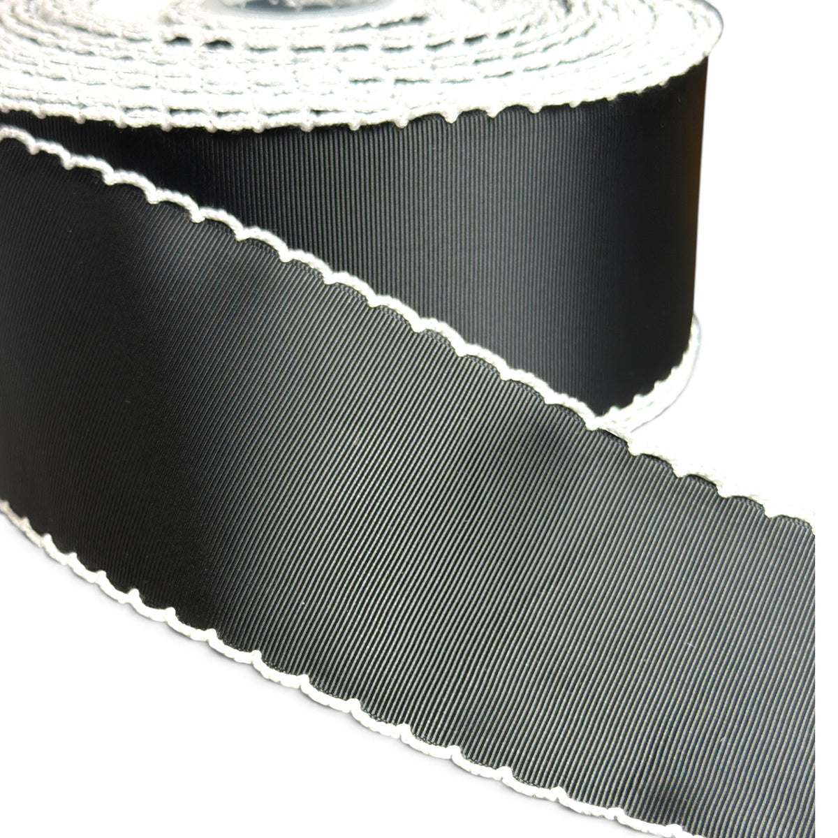 3 Yards 7.5cm-3inch Moonstich Black Grosgrain