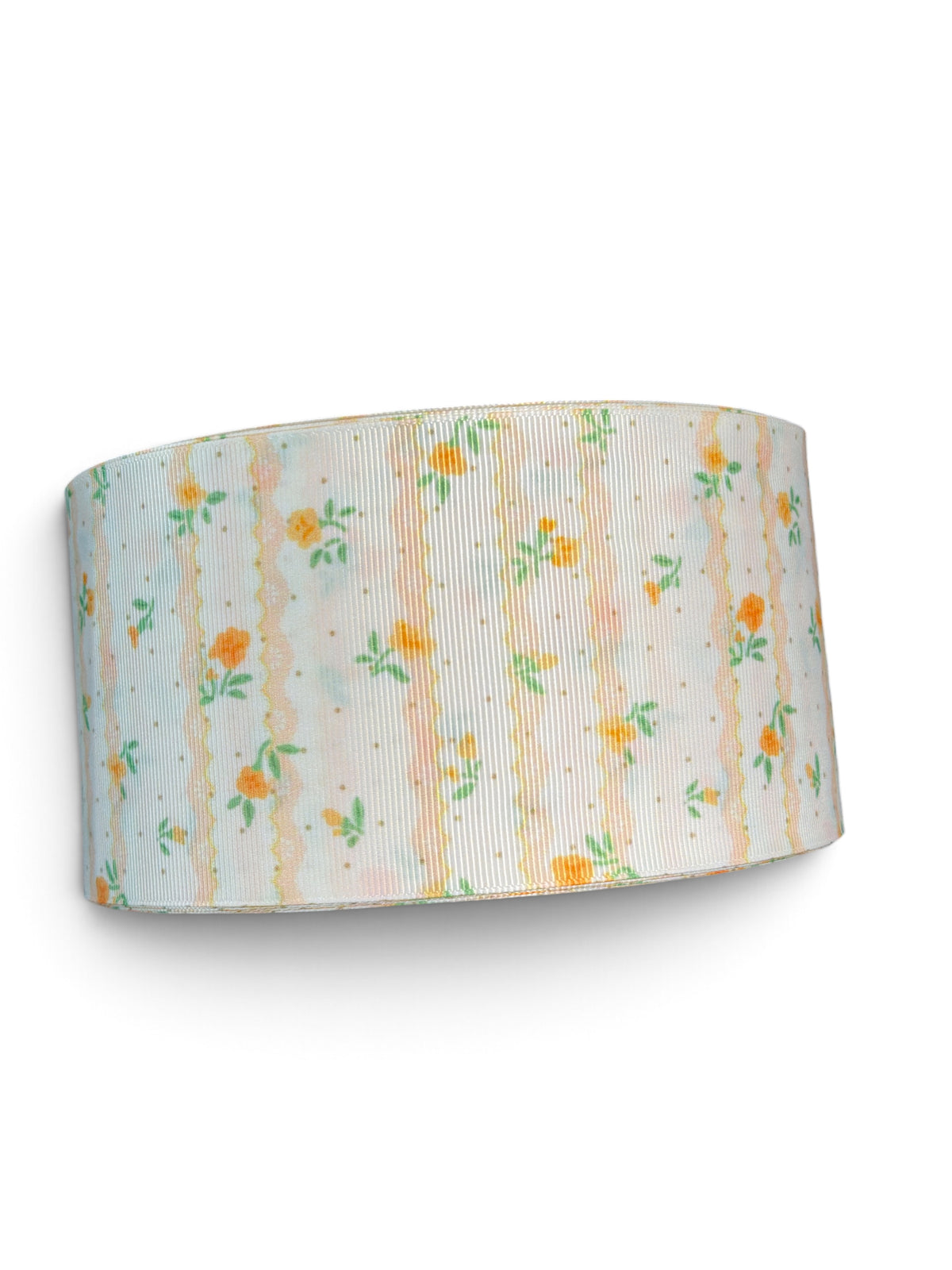3 Yards 7.5cm-3inch Mini Yellow Vintage Flowers Printed Grosgrain