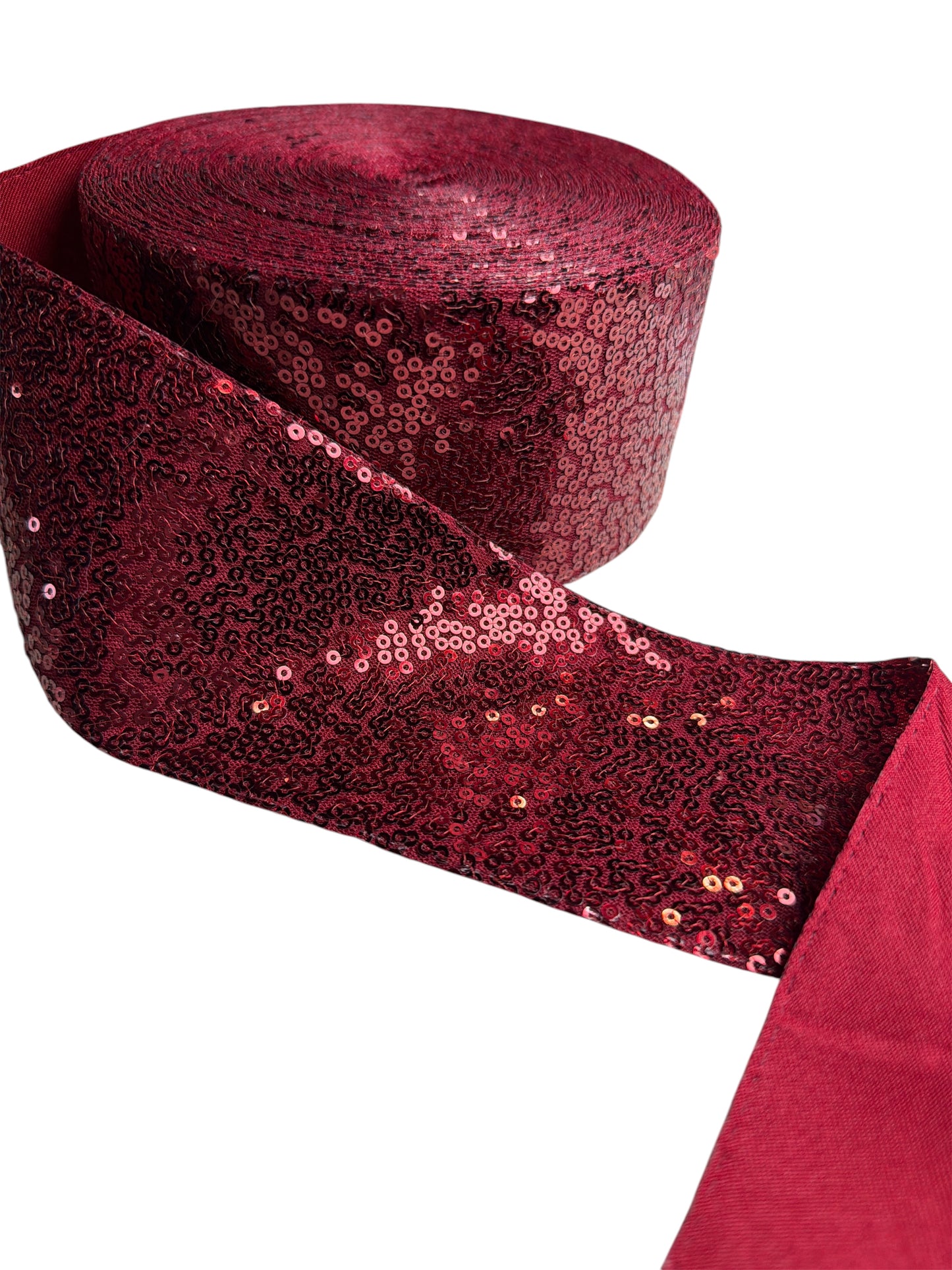 Burgundy Sequin Ribbon 7.5 cm 1 Yard Burgundy