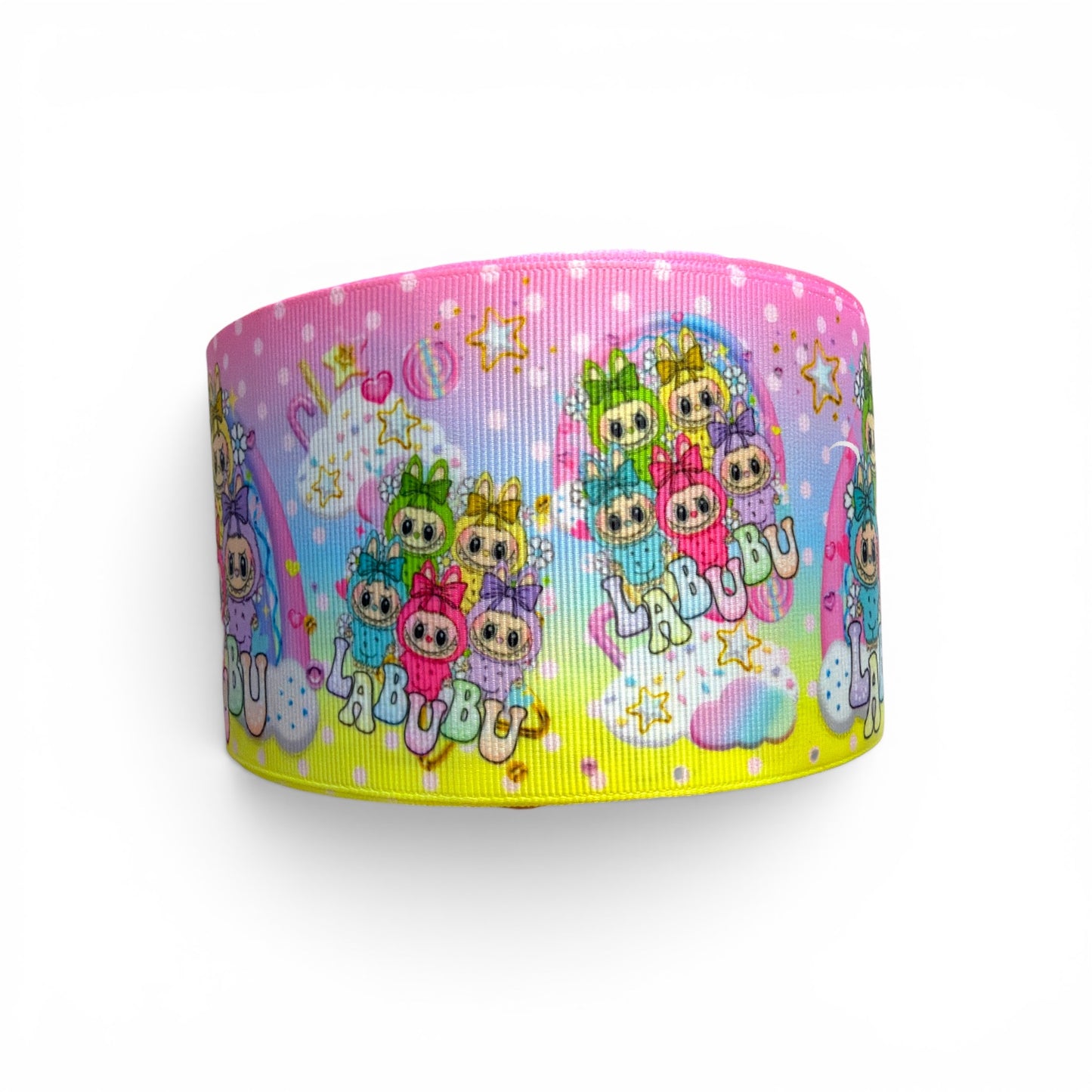 3 Yards Labubu Cloudy Stars 7.5cm /3inch Ribbon Printed Grosgrain