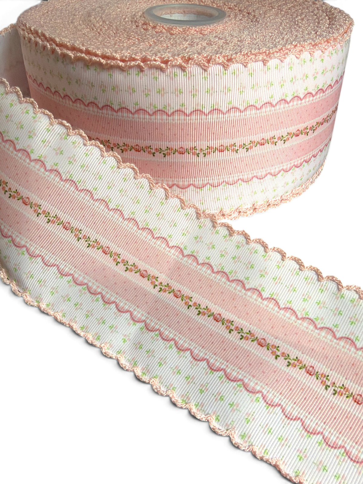 3 Yards 7.5cm-3inch Mini Blooms Moonstich Vintage Flowers Printed Grosgrain