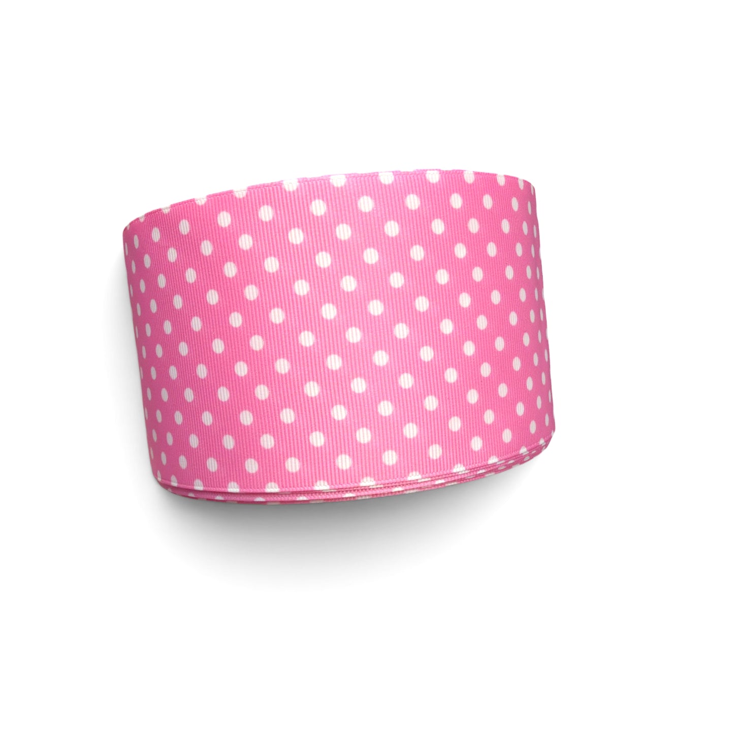 7.5cm/3inch White Polka Dots on Pink Ribbon