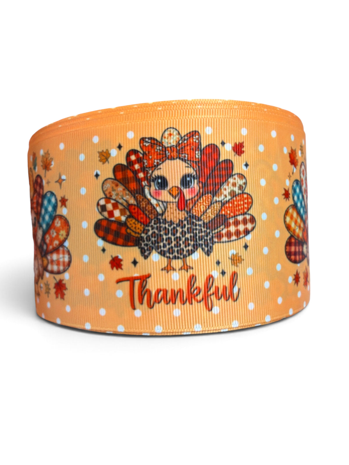 3 Yards 7.5cm /3in Thankful Printed Grosgrain SKU PRNT03