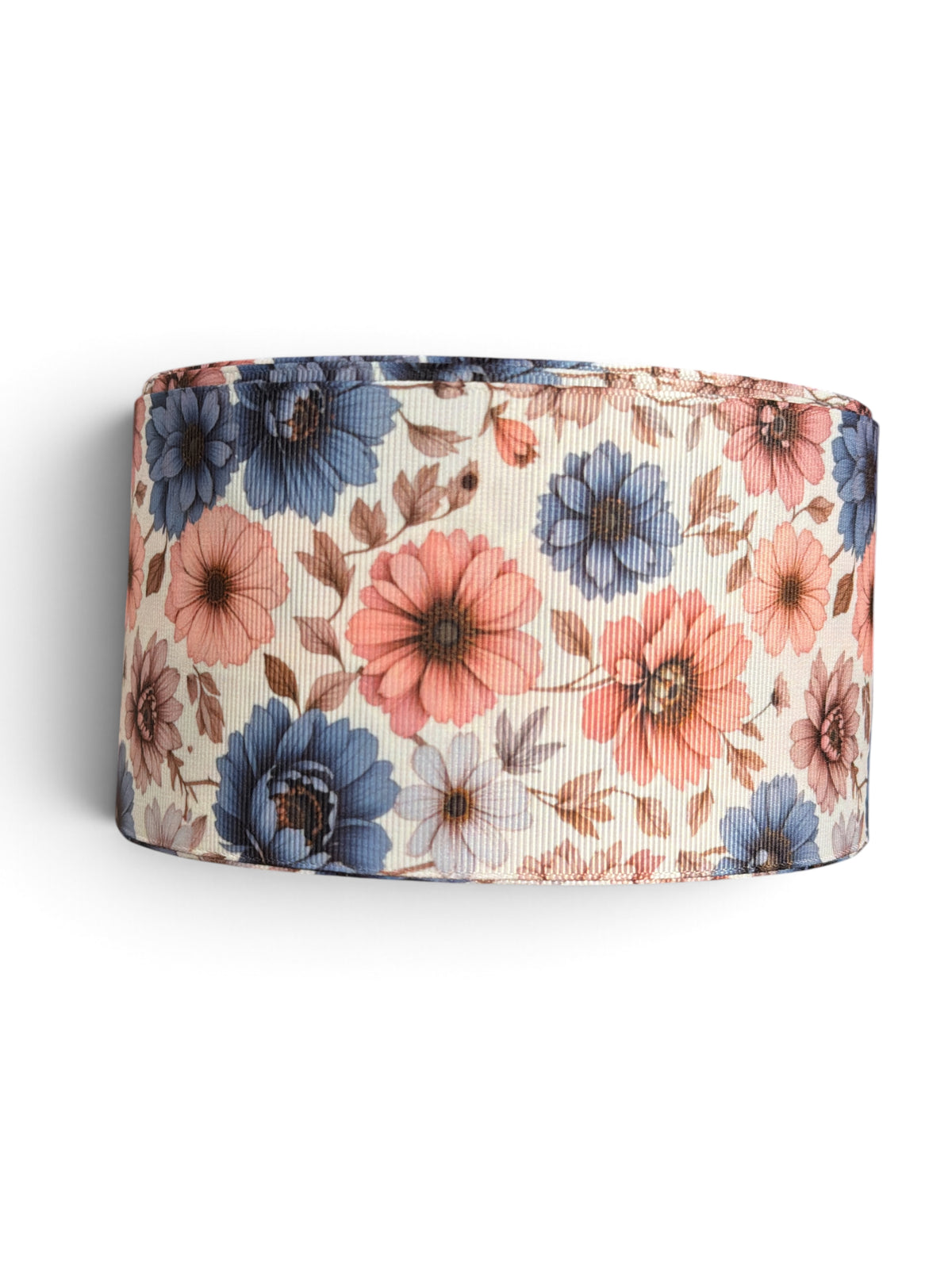 3 Yards 7.5cm m/3inch Creamy Blooms Printed Grosgrain