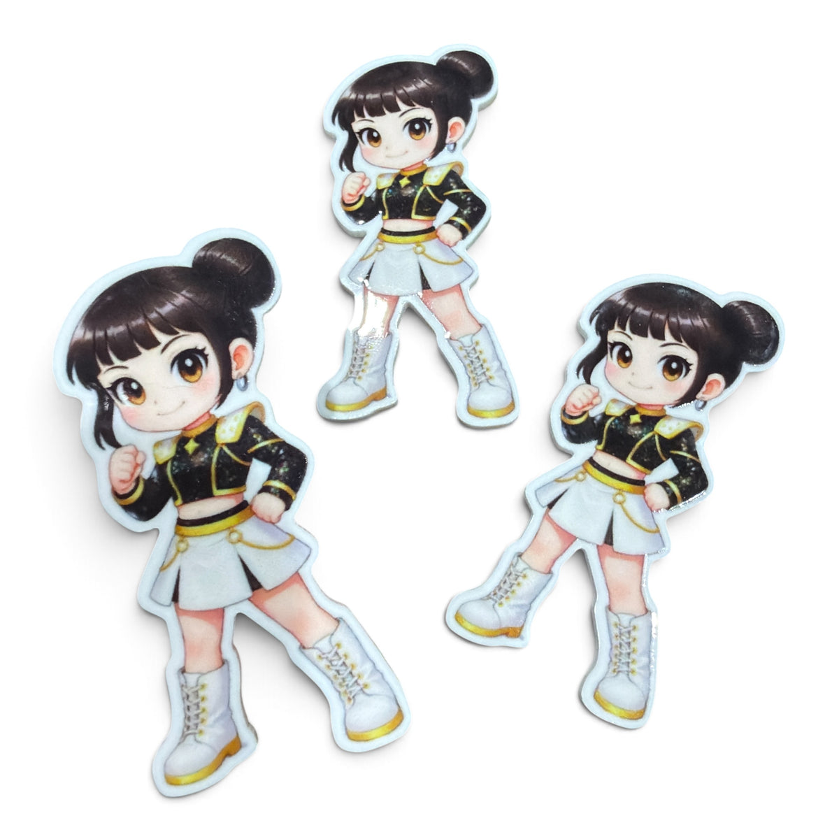 3 resins Flat Planar Warrior Girl Golden Black 5cm RES