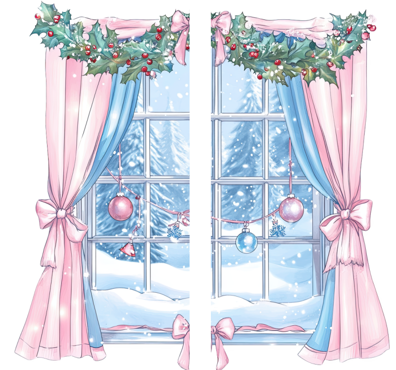 Transfer #197 Christmas Window Side by side