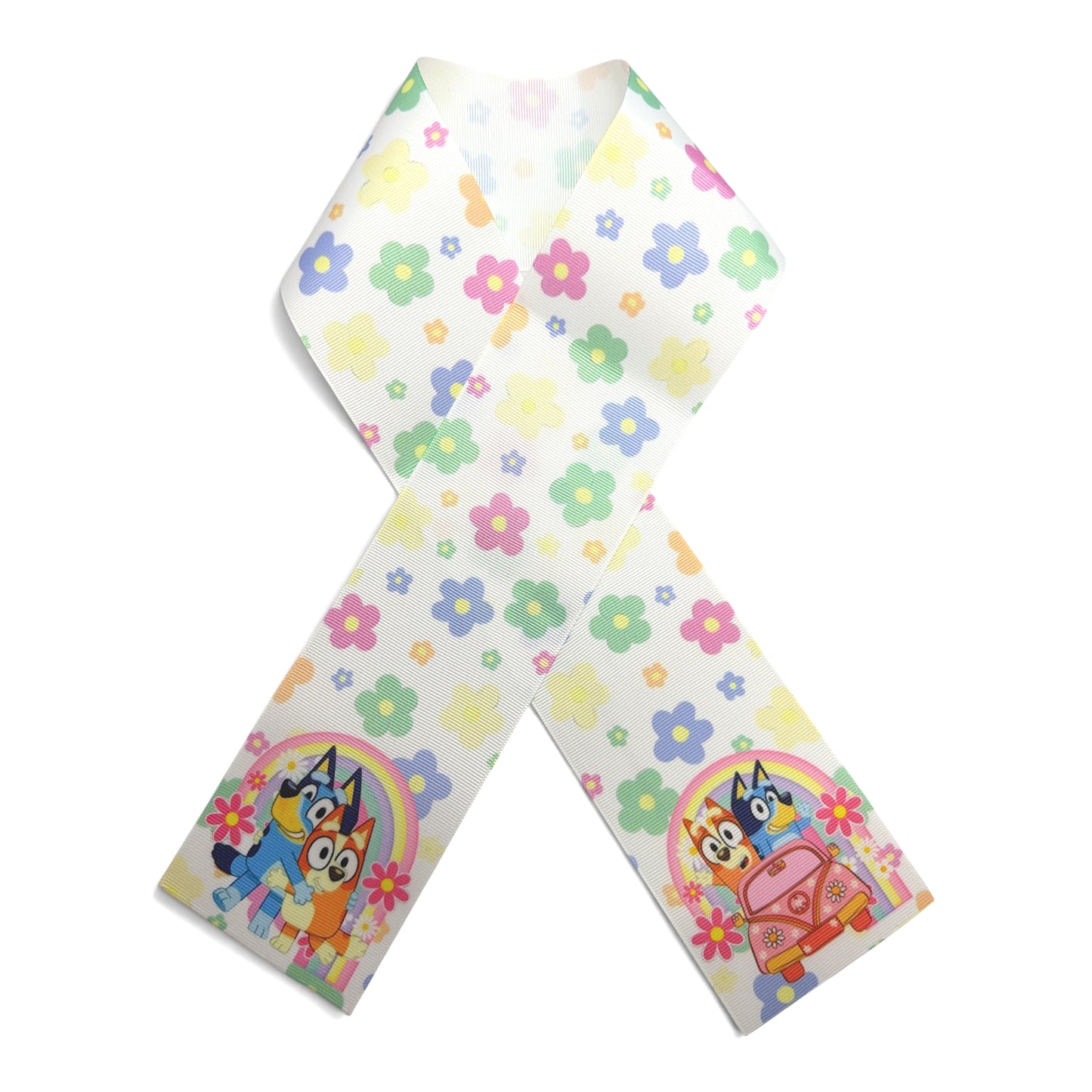 3 Strips 7.5cm /3inch wide. 31 inchs long Bluey Groove Ribbon Printed Grosgrain