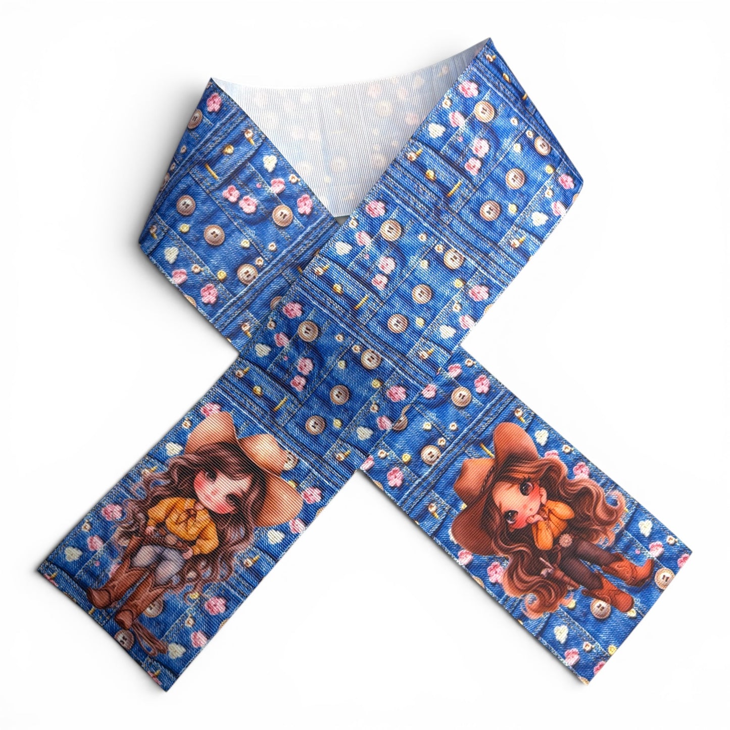 7.5cm/3inch Denim Buttons Cowgirl Strip