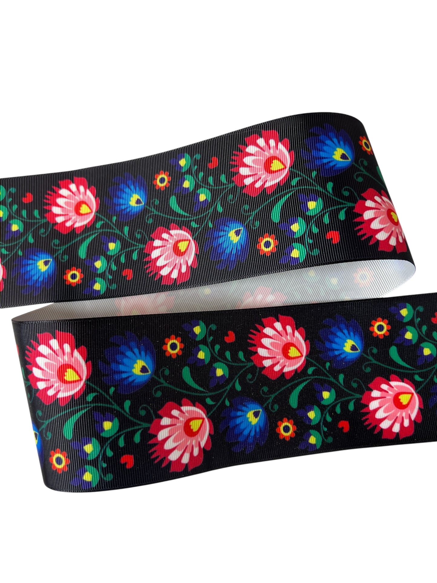 7.5cm 3inch  Forklore Flowers Ribbon 1 yard