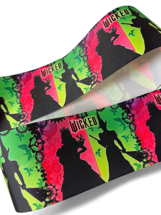 7.5cm-3inch  Wicked Pink Green   Ribbon 1 yard