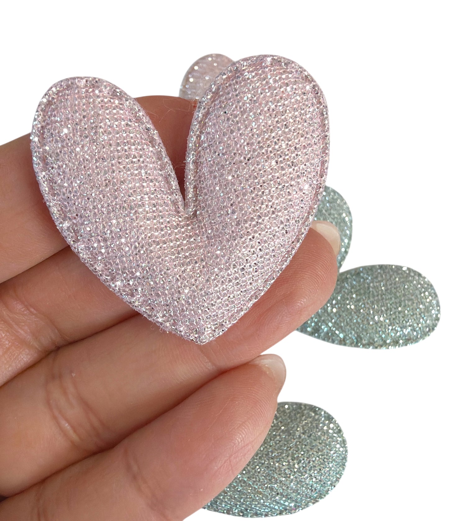 6pcs-Plush Heart Glitter Fabric