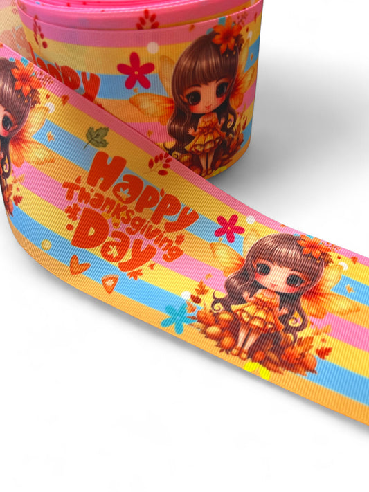 Ribbon 7.5cm  Happy Thanksgiving Fairy 1 yard