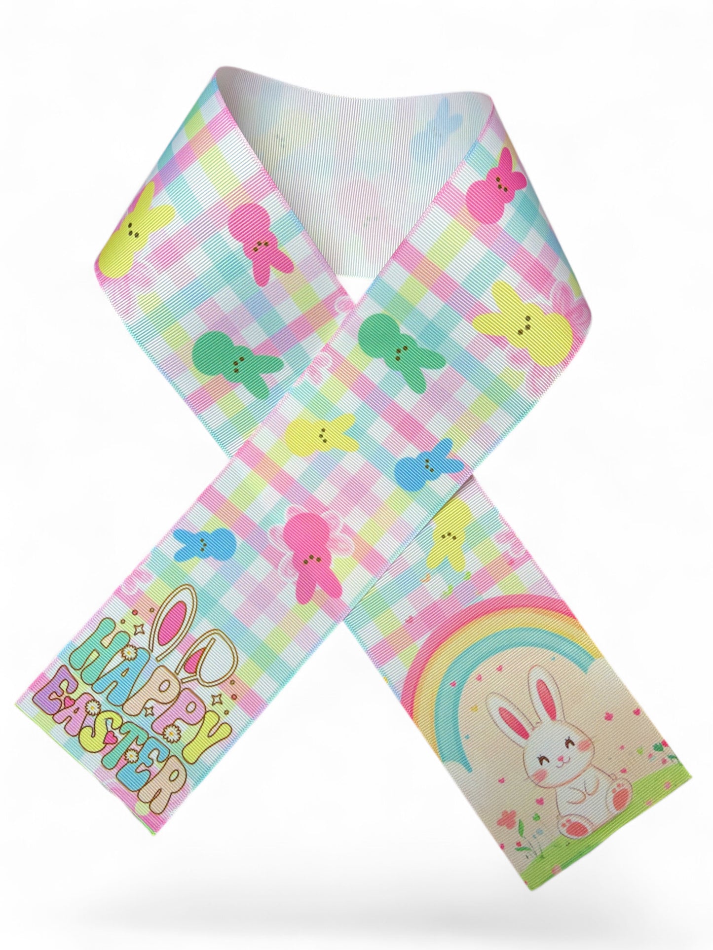 7.5cm Happy Easter 1 Strip 32inch Ribbon