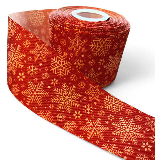 7.5cm/3inch Christmas Gold Snowflakes 1 yard