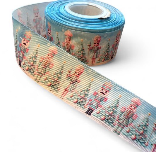 3.8cm/1.5inch Pink Nutcrackers Ribbon 1 yard