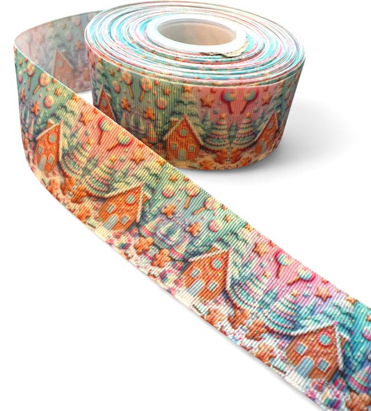 3.8cm/1.5inch Sweet  Gingerbread House Ribbon 1 yard