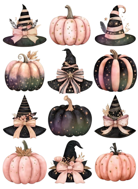 #162 Hats and Pumpkins  Transfer  Sheet