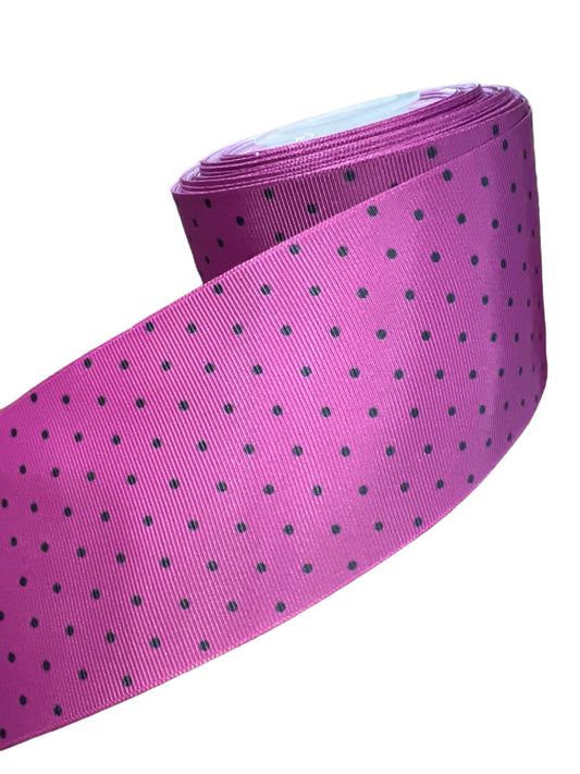 7.5cm/3inch Ribbon Polka Dots Purple 1 Yard