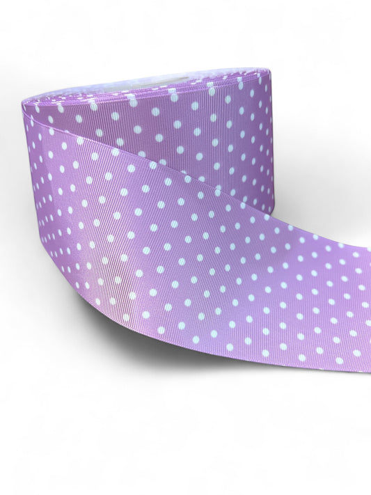 7.5cm/3inch Ribbon Polka Dots Lilac 1 Yard