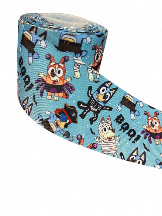 7.5cm/3inch Ribbon Bluey Halloween 1 Yard