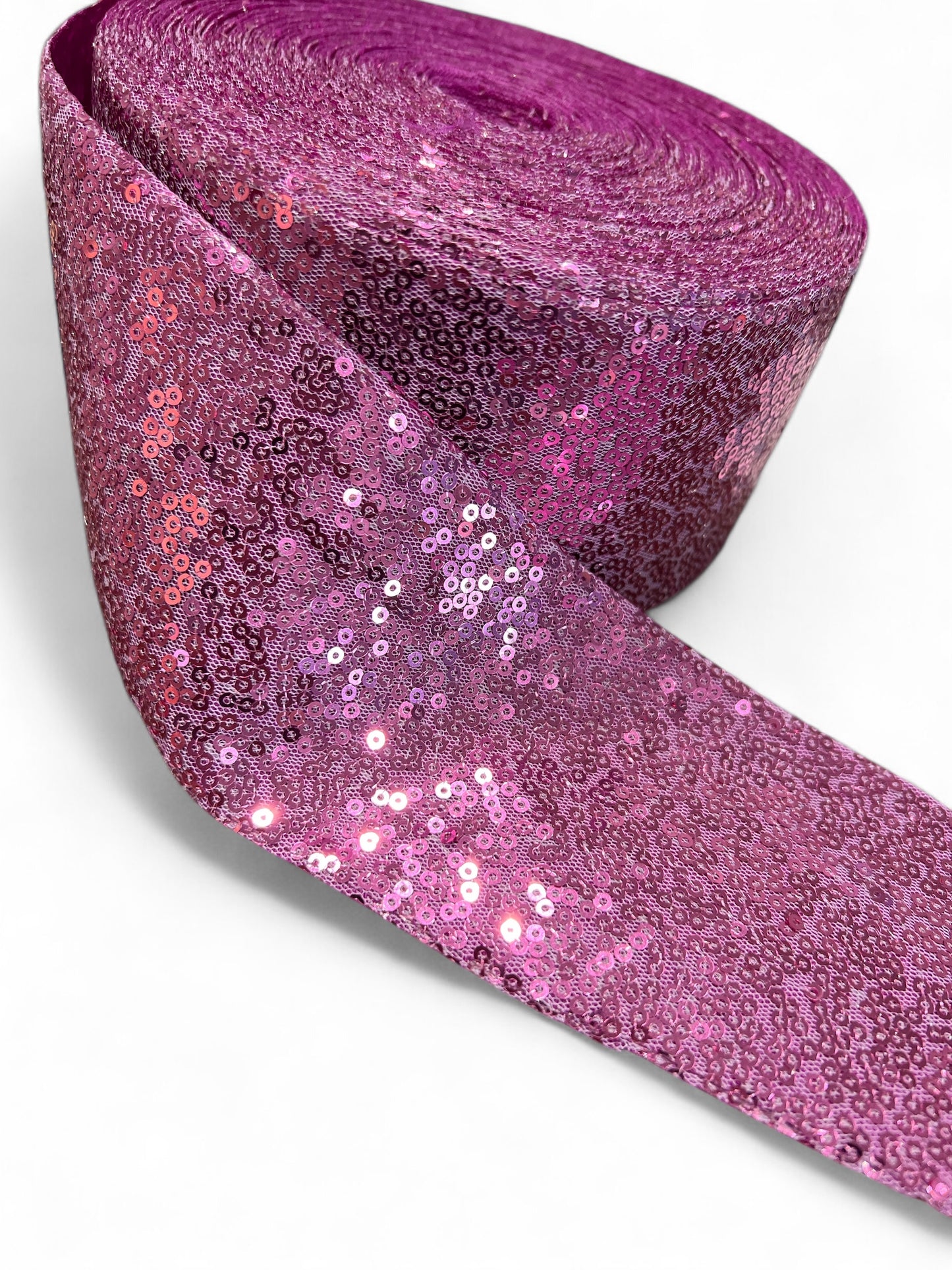 7.5cm Purple Sequin Ribbon  1 Yard