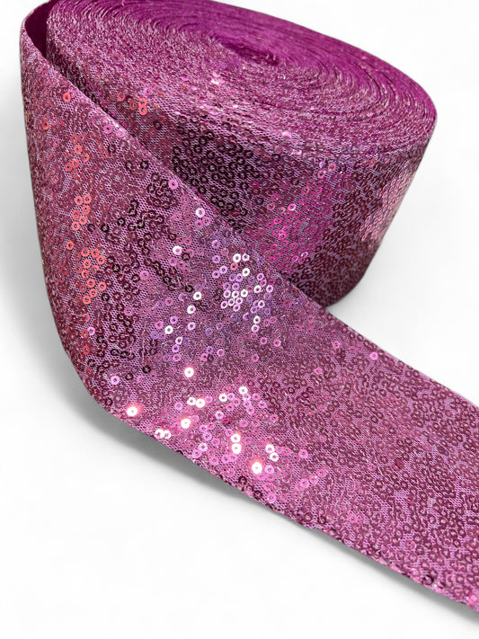 7.5cm Purple Sequin Ribbon  1 Yard