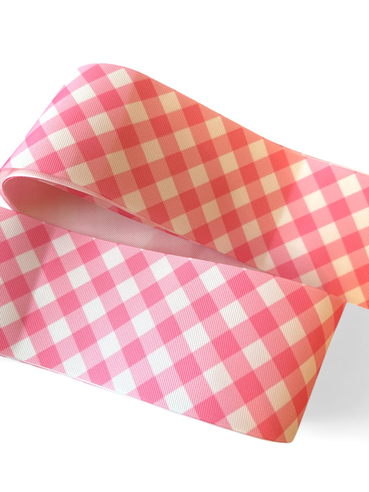 7.5cm/3inch Ribbon Pink Squares Model 1 -1 yard