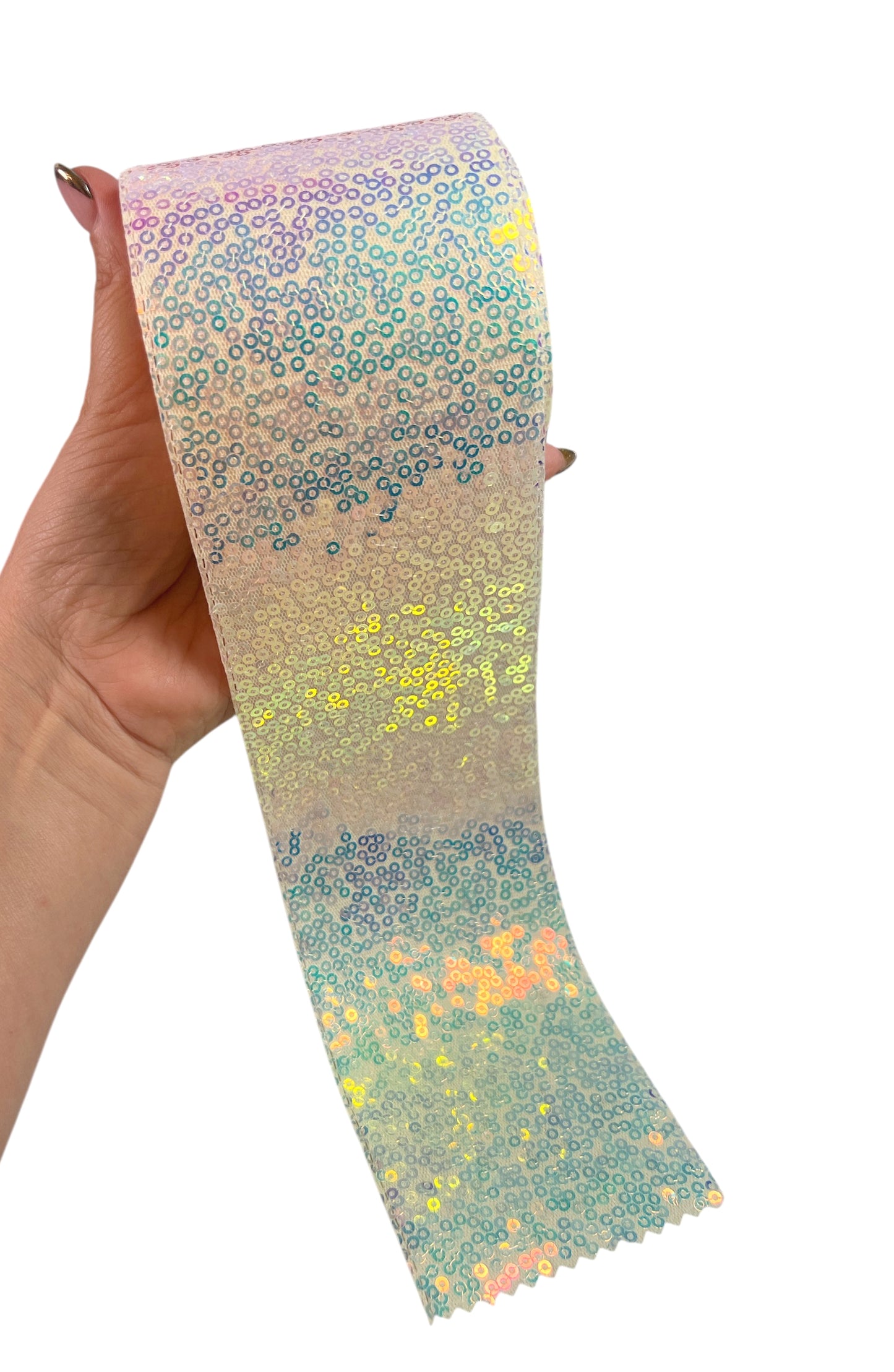 7.5cm Sequin Ivory Ribbon  1 Yard