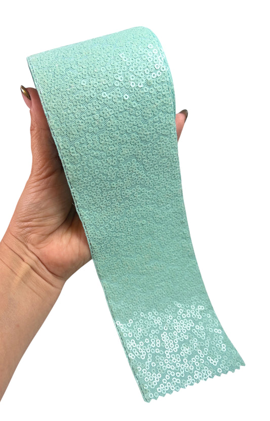 7.5cm Sequin Matte Teal Ribbon  1 Yard