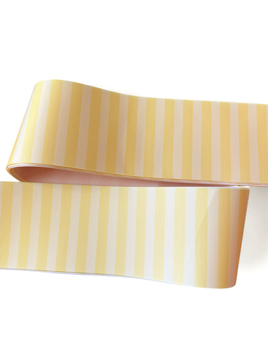 7.5cm/3inch Ribbon Yellow Pastel Lines  1 yard