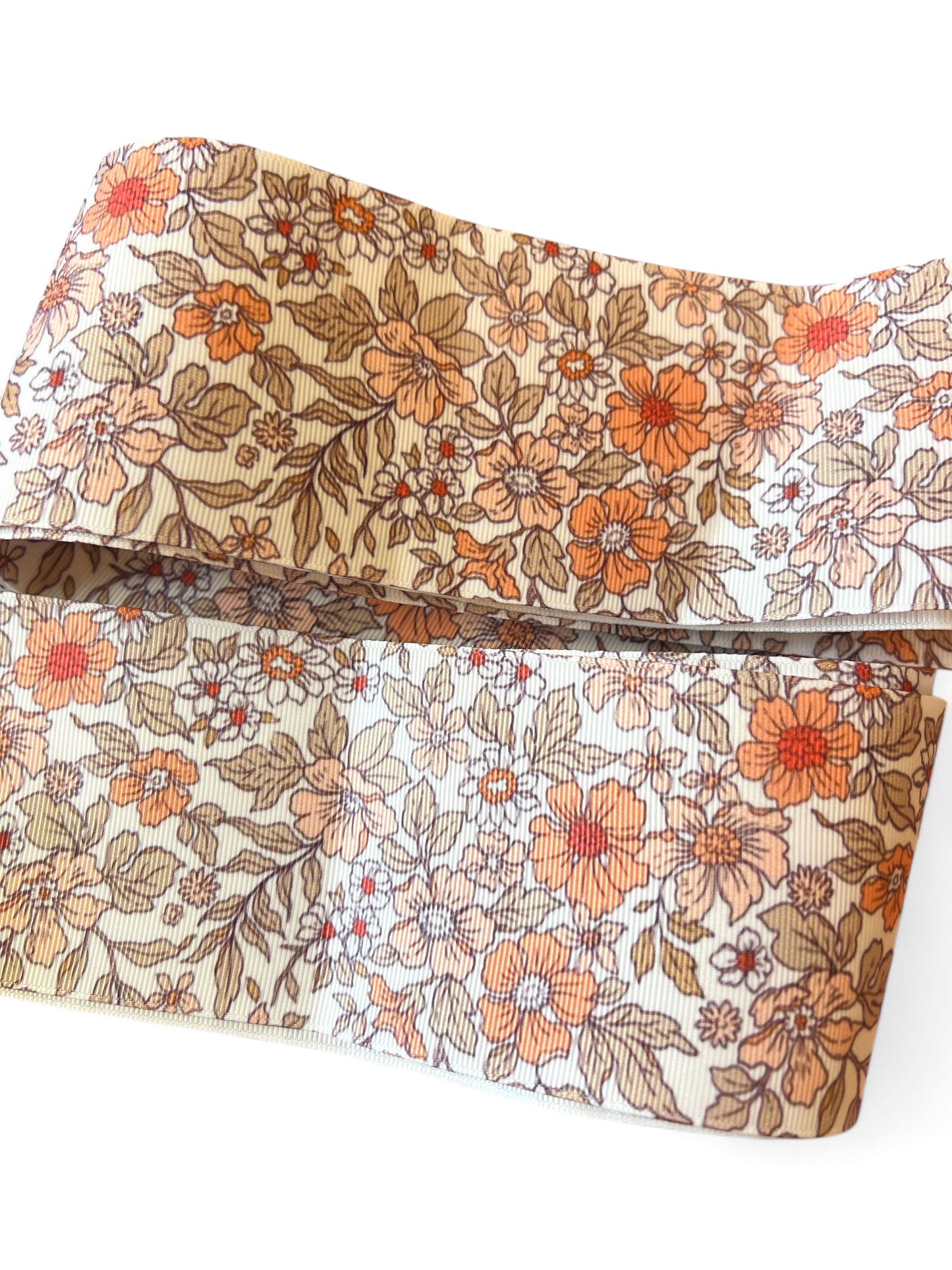 7.5cm/3inch Ribbon Creme Blooms 1 yard