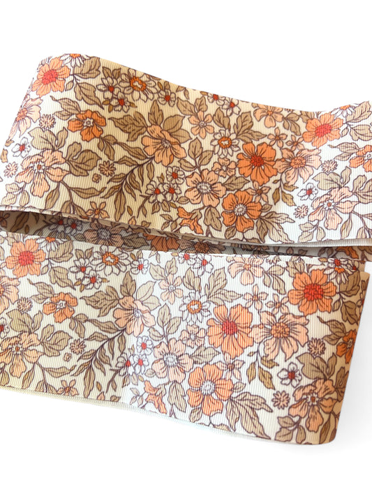 7.5cm/3inch Ribbon Creme Blooms 1 yard
