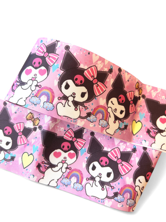 7.5cm/3inch Ribbon Kuromi Rainbow  1 yard