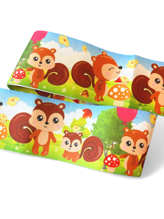 7.5cm/3inch Ribbon Fall Chipmunks 1 yard