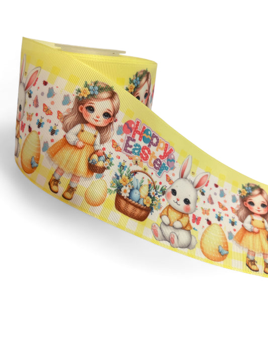 7.5cm/3inch Ribbon Happy Easter  1 yard