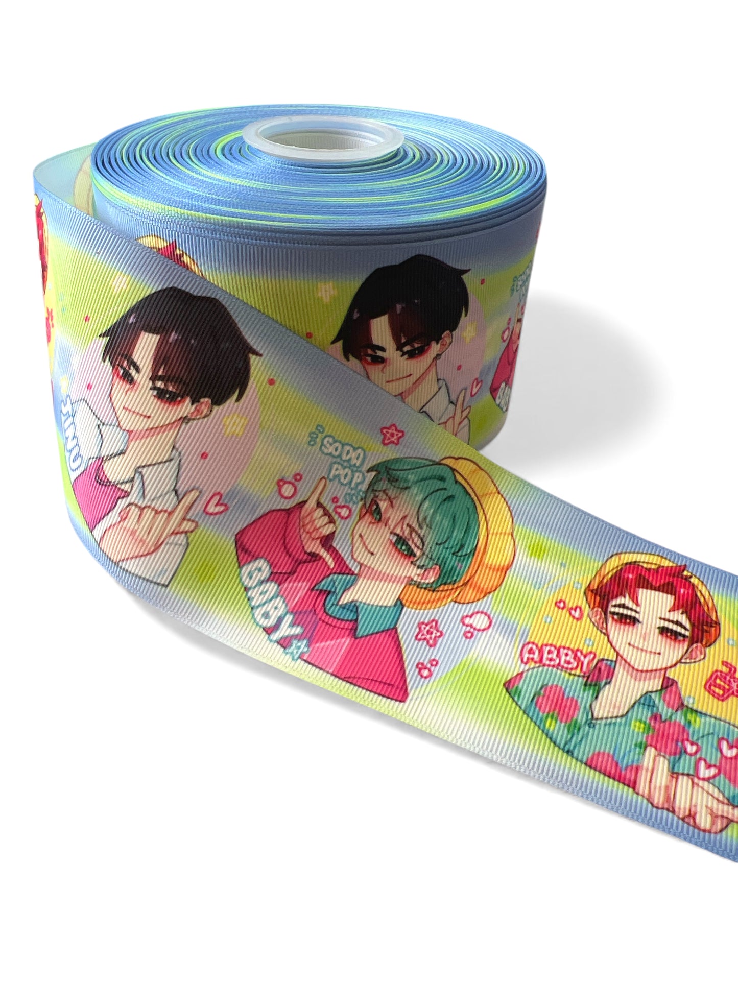 7.5cm Soda Pop Trio Boys Ribbon 1 yard