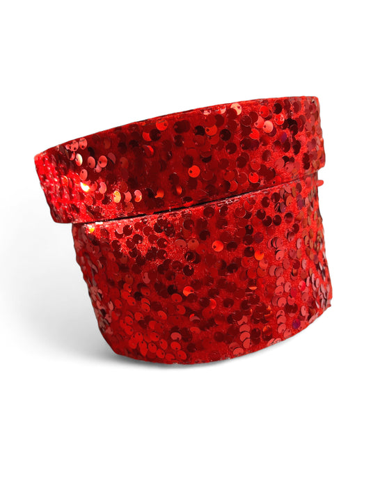 Red Sequin on velvet ribbon 1 yard Lentejuela despeinada 1 yardad