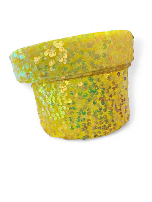 Yellow Sequin on velvet ribbon 1 yard Lentejuela despeinada 1 yardadw