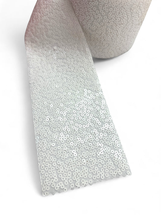 White  Sequin Ribbon  7.5 cm 1 Yard