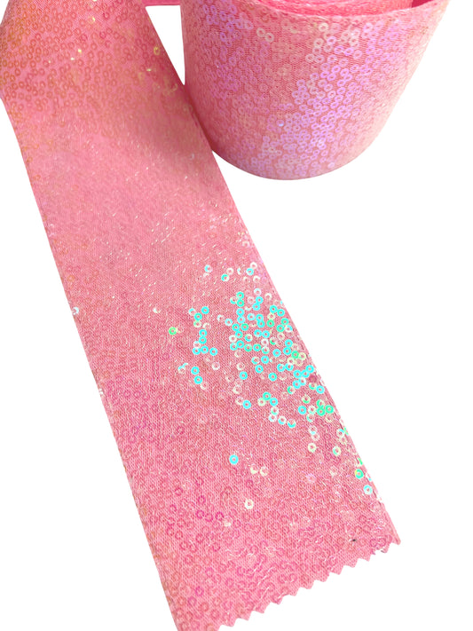 Baby Pink Sequin Ribbon  7.5 cm 1 Yard